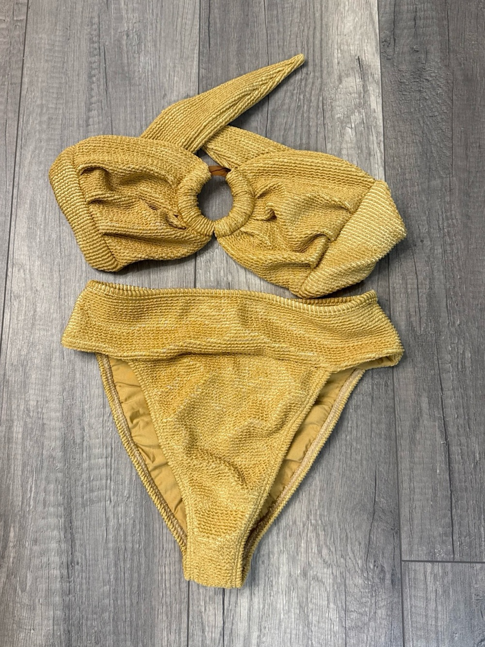 Montce Textured Gold Two-Piece Bikini